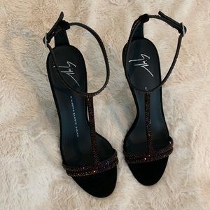 Giuseppe Zanotti Crystal T-Strap Sandal Size 38